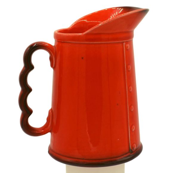 Vintage Metlox Poppytrail Red Rooster Red Wide Mouth California Pottery Pitcher - Picture 1 of 7
